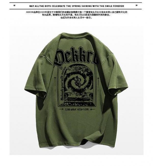 Product Introduction of Áo phông ngắn tay dành cho nam giới, áo khoác có chữ retro sang trọng, giá cả phải chăng, High Street, Thương Hiệu Thời Trang quân đội Mỹ, Xanh Lá , mùa hè, mới Menswear 2
