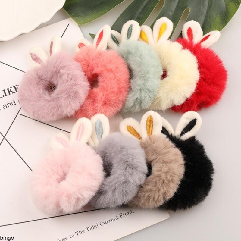 Băng Đô Nhồi Bông Thiết Kế Dễ Thương Cho Bé Gái, Tai Thỏ Đầy Màu Sắc, Phụ Kiện Tóc 1