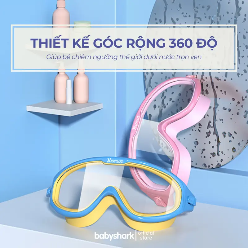 Combo Kính Bơi Trẻ Em Youyou cao cấp kèm Mũ Bơi Trẻ em + Nút bịt tai chống sương mù cho bé trai bé gái 4-16 tuổi 2