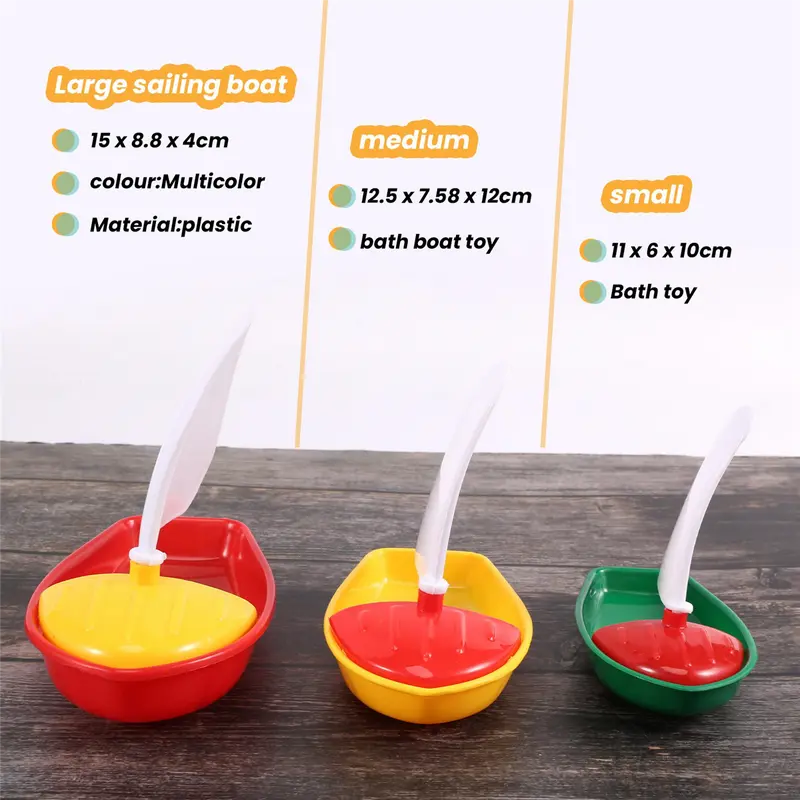 Thuyền Tắm Bằng Nhựa Cho Trẻ Em, 3 Cái, Thuyền Buồm, Đồ Chơi Bồn Tắm, Thuyền Buồm, Đồ Chơi Trẻ Em (Nhiều Màu, Cỡ Nhỏ + Trung + Lớn) 3