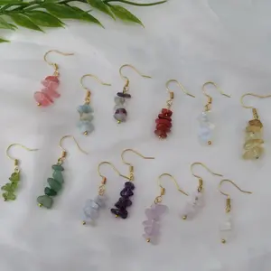 Anting Manik Manik Batu Kristal Alam / Crystal Earrings Bead Natural Stone Rock