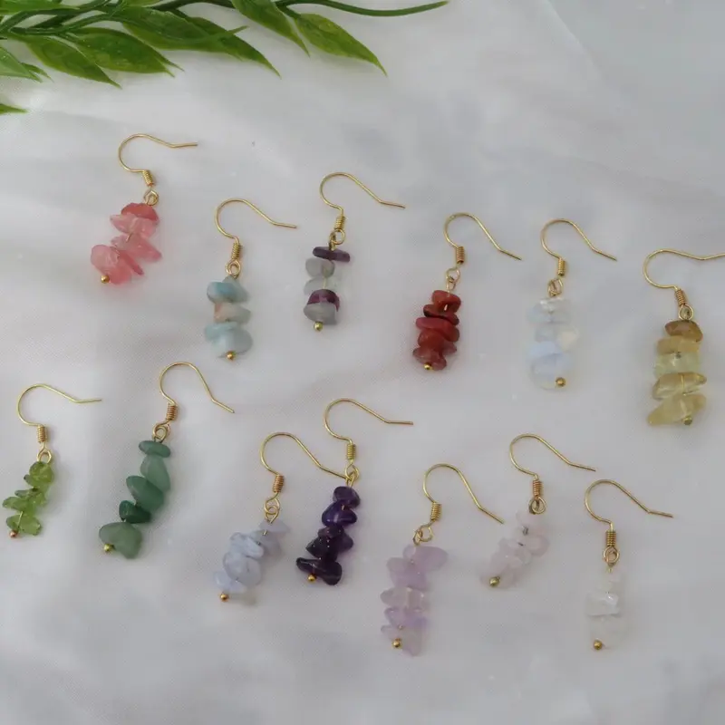 Anting Manik Manik Batu Kristal Alam / Crystal Earrings Bead Natural Stone Rock 0