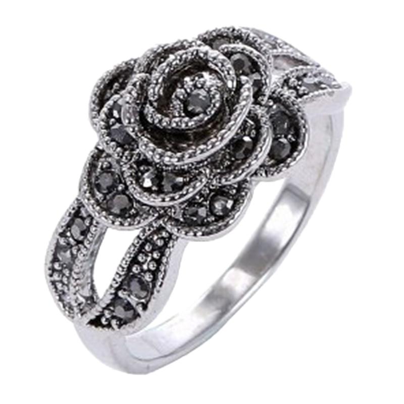 Nhẫn Ngón Tay, Đính Hôn, Đám Cưới, Phong Cách Cổ Điển, Hoa Hồng, Dát Kim Cương Giả Sáng Bóng, Dành Cho Phụ Nữ 4