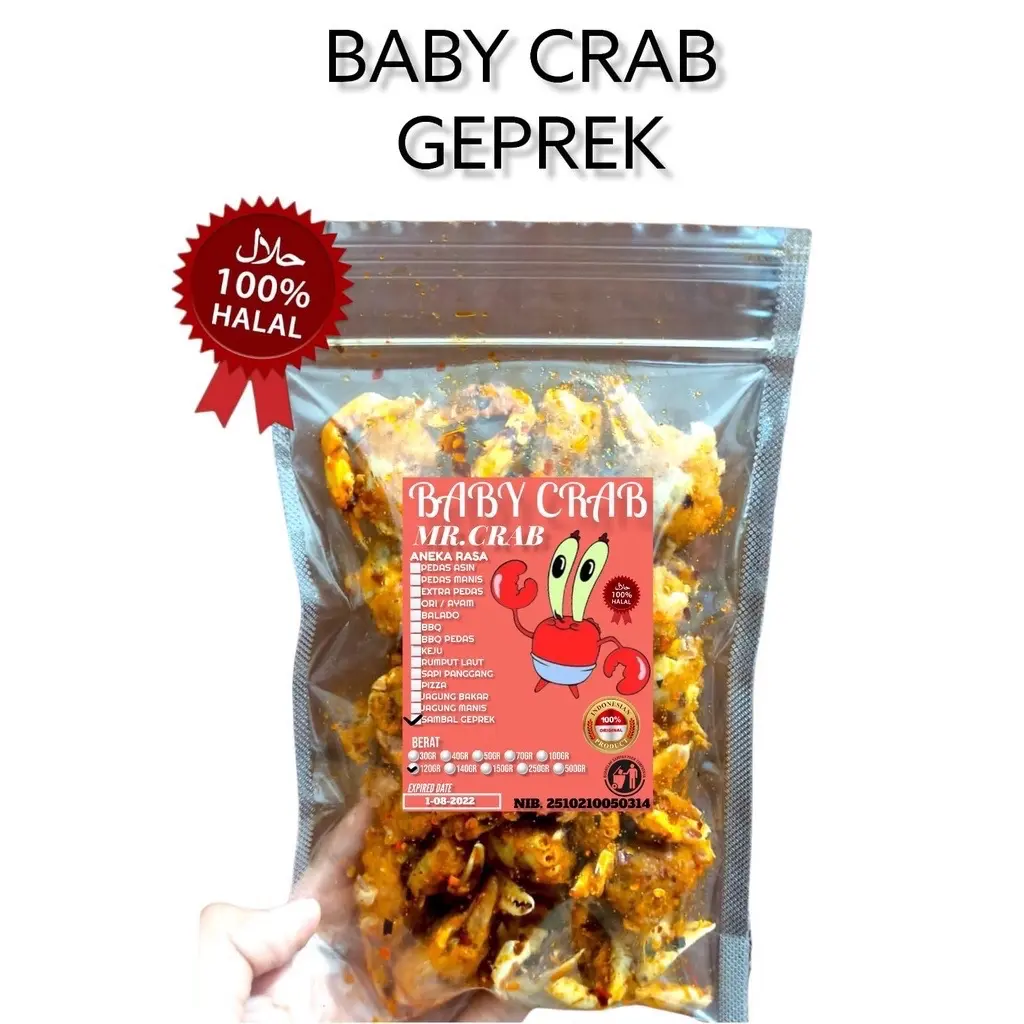 BABY CRAB CRISPY GEPREK PEDAS JERUK 120GR Laut Sambal Food Snacks Keripik Rawit Rumput Cemilan