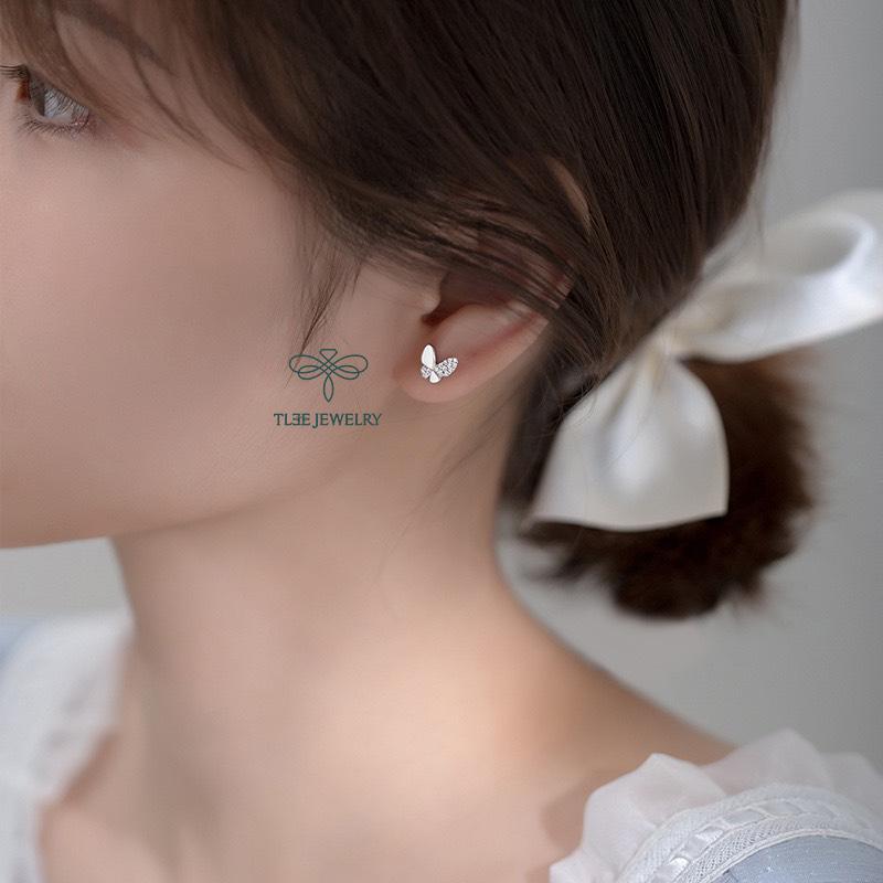 Khuyên tai bạc nữ TLEE hồ điệp nhỏ nạm đá xinh xắn TLEE JEWELRY B0184 4