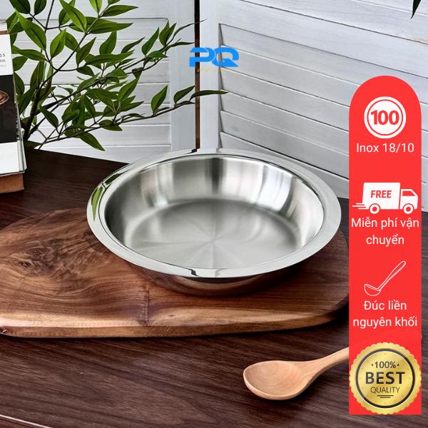 Khay đĩa inox 304 chockmen đựng thực phẩm nguyên khối 16/18/20/22cm