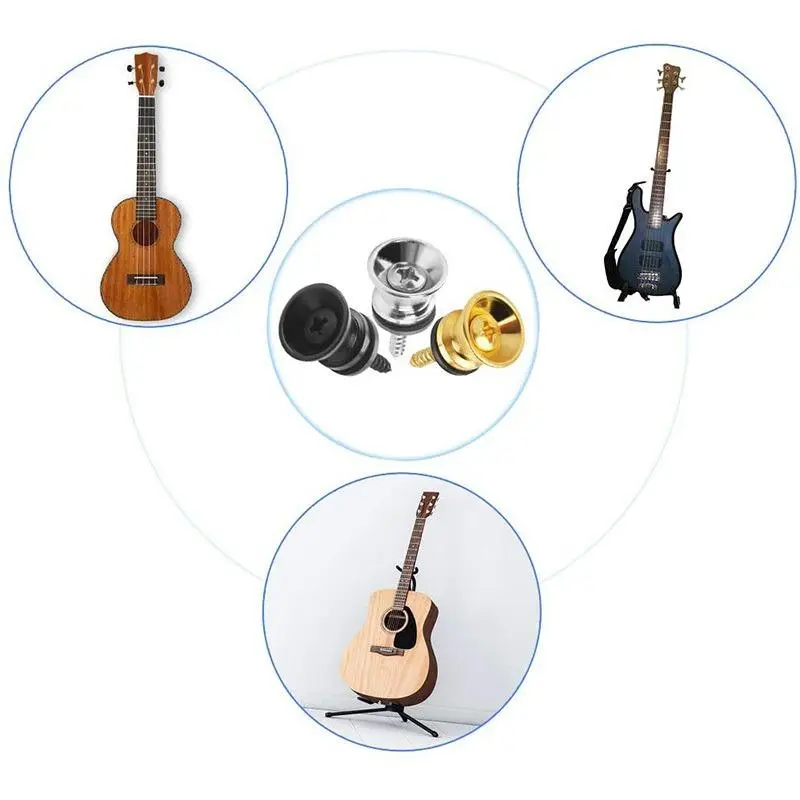 Guitar Strap Locks End Pins, 2 Counts Tail Nail Lock Button Pegs Screw Flat Head for Acoustic Classical Electric Guitar Bass Ukulele 7