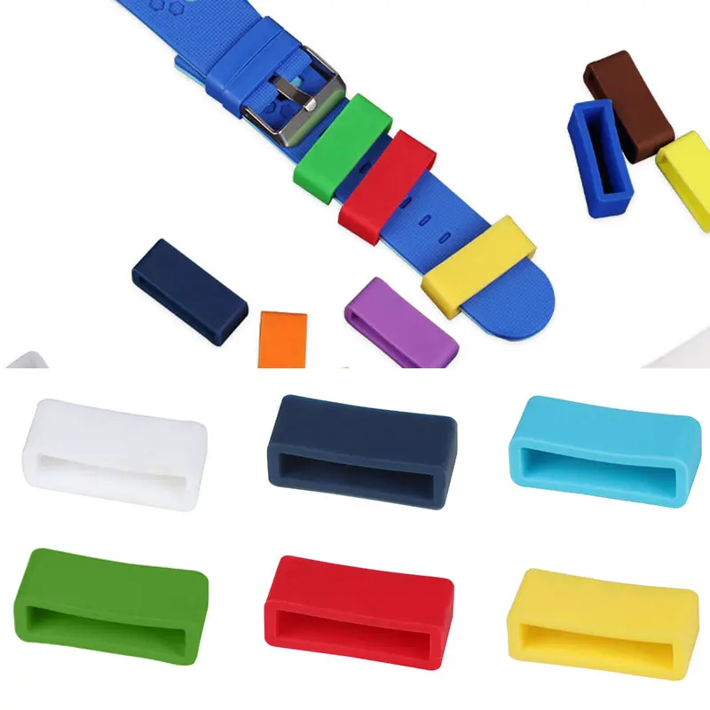 5Pcs 12/16/18/20/22/24MM Silicone Watchband Fixed Ring Smartwatch Accessories Watch Strap Silicone Rubber Loop