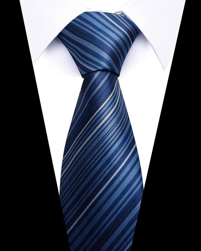 Product Introduction of 58 Styles High-quality Wedding Ties for Men Fashion New Style Blue Strip Print Neckties Daily Office Apparel Accessories Gift for Man 30