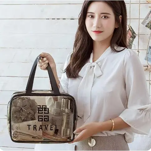 Túi Đựng Mỹ Phẩm TPU Không Thấm Nước Trong Suốt In Hình Tay Túi Trang Điểm Túi Tắm Cầm Tay Túi Đựng Mỹ Phẩm Bag Nhung Da 6