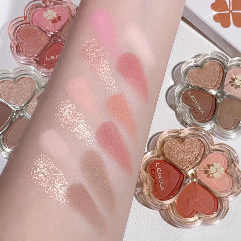 4-color Eyeshadow Palette, 1 Count Matte & Glitter Eye Shadows Powder, Long Lasting Shimmering Eye Shadow Glow Glam Makeup Product 6