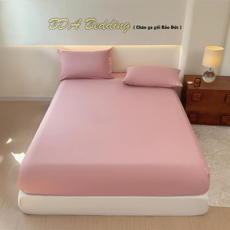 Bộ ga gối Cotton Tici 3 món, ga giuờng ngủ mềm mại, ga trải giường cho nệm cao ga giường thun lạnh gấu dâu Cotton Có hoa Thoáng khí Có thể giặt Màu đen