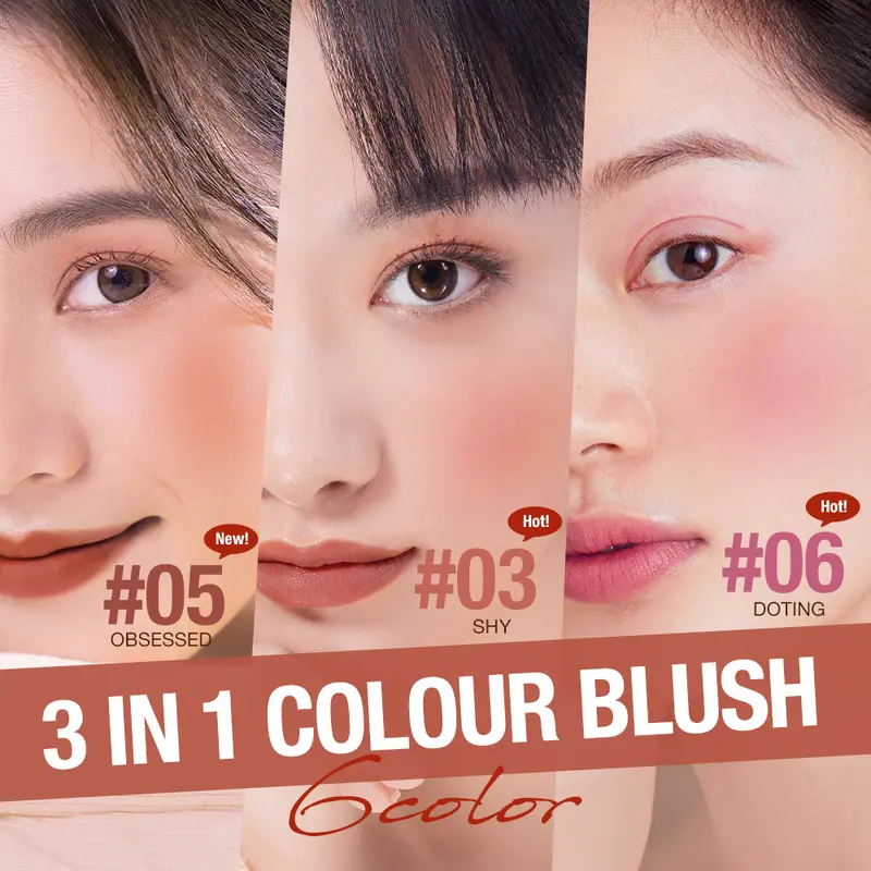 【TD】O.TWO.O Makeup Blush Stick Hydrating Gloss Lip & Cheek 6 Colors Beauty Cosmetics 7