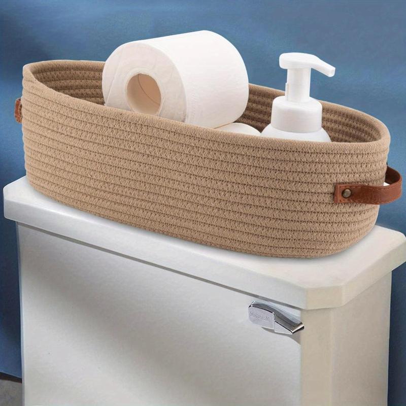 Product Introduction of Woven Storage Basket with Handle, 1 Count Multifunctional Desktop Storage Basket, Home Organizer for Living Room Bedroom Study Room 3