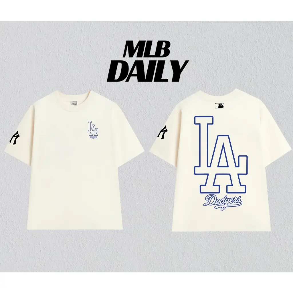 Áo Thun MLB LA Dodgers Xanh Form Rộng Nam Nữ Unisex Vải Cotton Hai Chiều Cao Cấp 280gsm – MLB DAILY SG