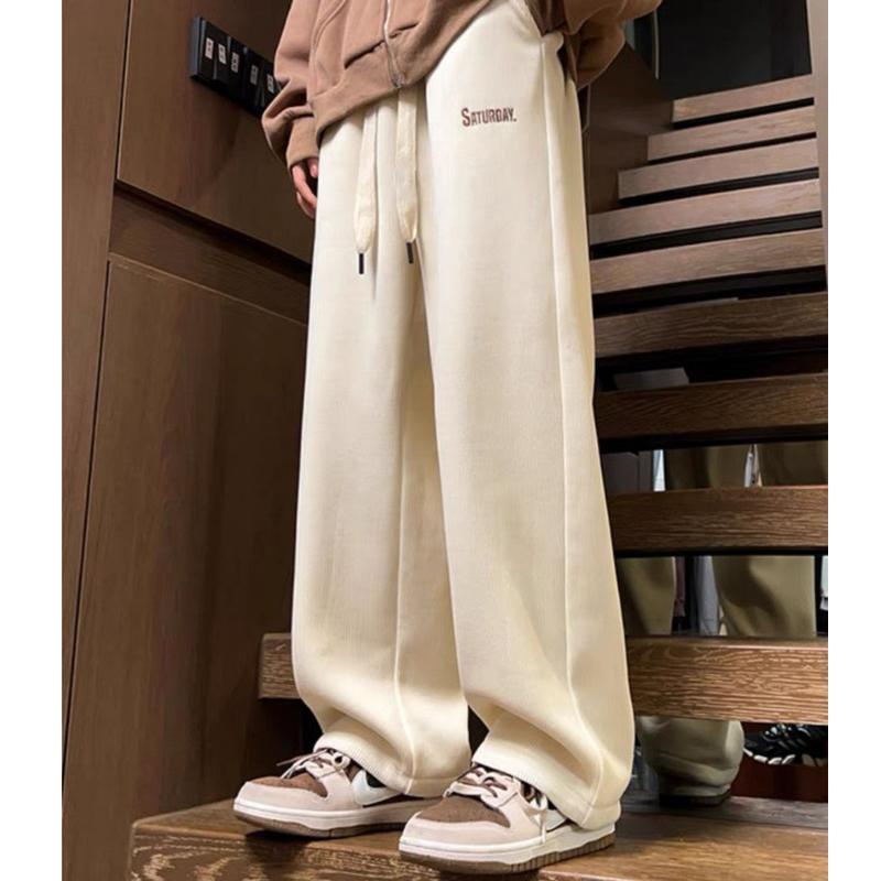 Quần Nhung Tăm Ống Rộng Nam Nữ Thêu Chữ SATURDAY Unisex - Quần Dài Ống Suông Cạp Chun Eo Vải Co Dãn Dày Dặn Ấm Áp