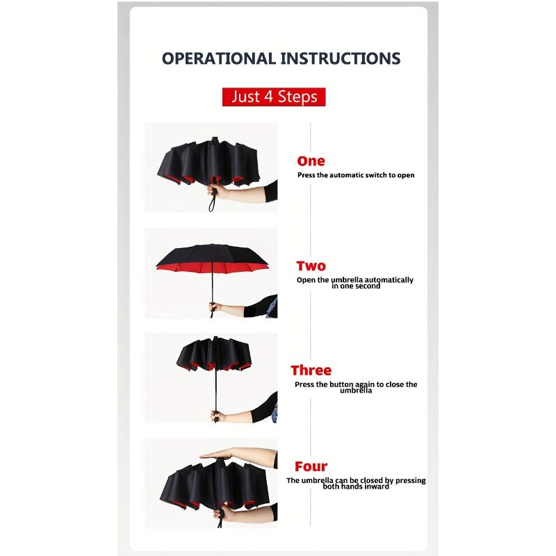 Product Introduction of [Local warehouse shipments] Windproof Travel Sturdy 10 Ribs Frame Fashionable Automatic Umbrella, Extra Large Folding Simple Design Umbrella With UV Protection, Dual Use For Sunny And Rainy Weather 24