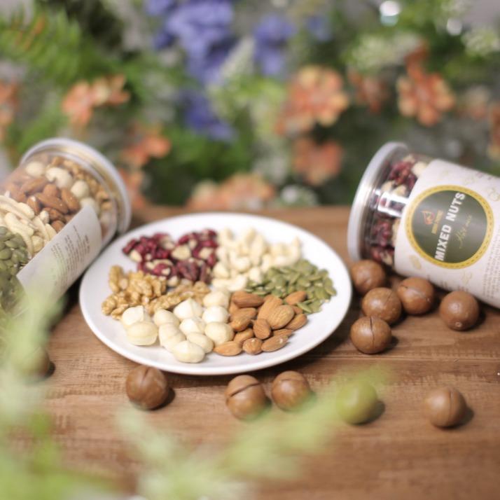  Mixed Nuts 5 loại hạt dinh dưỡng – Óc Chó Macca Hạnh Nhân Điều Sữa sấy chín Bí 