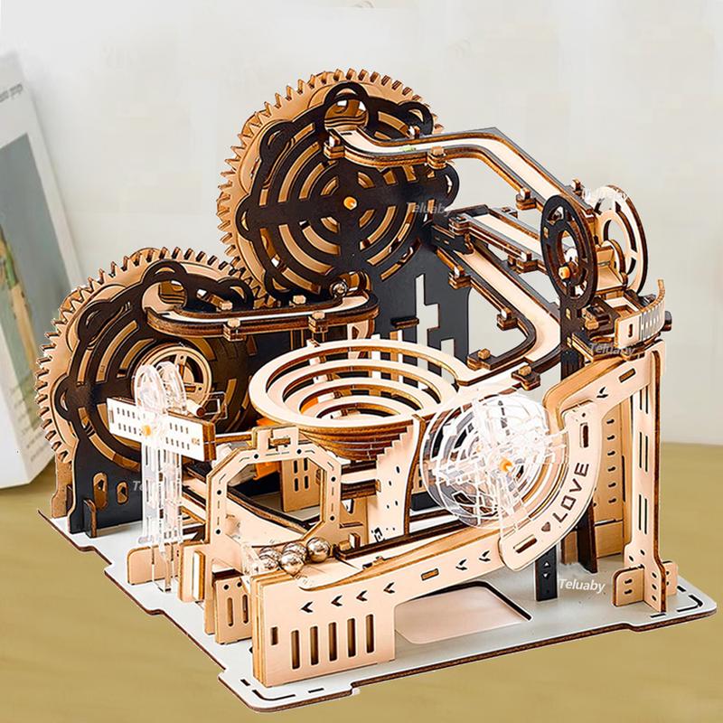 3D Wooden Puzzle Marble Run Set DIY Assembly Building Model Kit ...