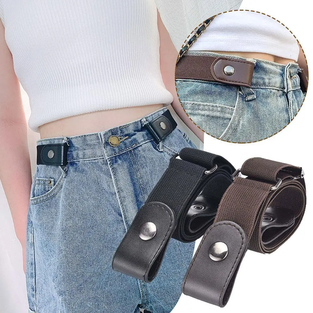 1pc Men's Women‘s Lazy Belt No Buckle Fashion Belt Buckle Free Stretch Belt For Jeans Pants  Elastic Belt