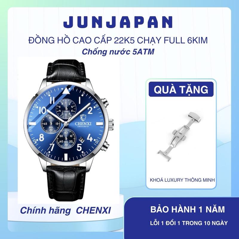 [ JunJapan ]Đồng hồ nam chính hãng cao cấp CHENXI 22K5 Mặt Thạch Anh chạy full 6kim có chế độ thể thao chống nước 5ATM tặng kèm full hộp + khoá luxury 2 chiều  Watch Đeo Tay Titan dongho doanh thachanh đồng  hồ