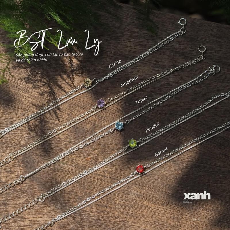 Vòng tay Lưu Ly 2 dây đá đa sắc đơn giản thanh lịch tinh tế - Xanh Jewelry Women Móc Khoá Phụ Kiện  Hoa Kiềng peridot topaz garnet 