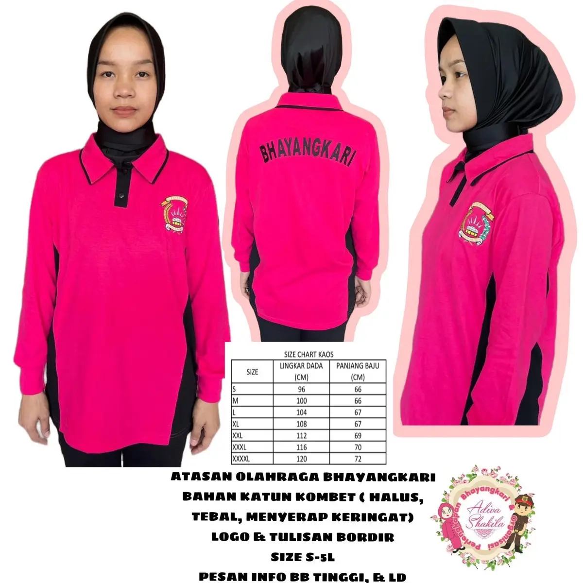 ATASAN KAOS OLAHRAGA BHAYANGKARI BAHAN KATUN KOMBET MENYERAP KERINGAT