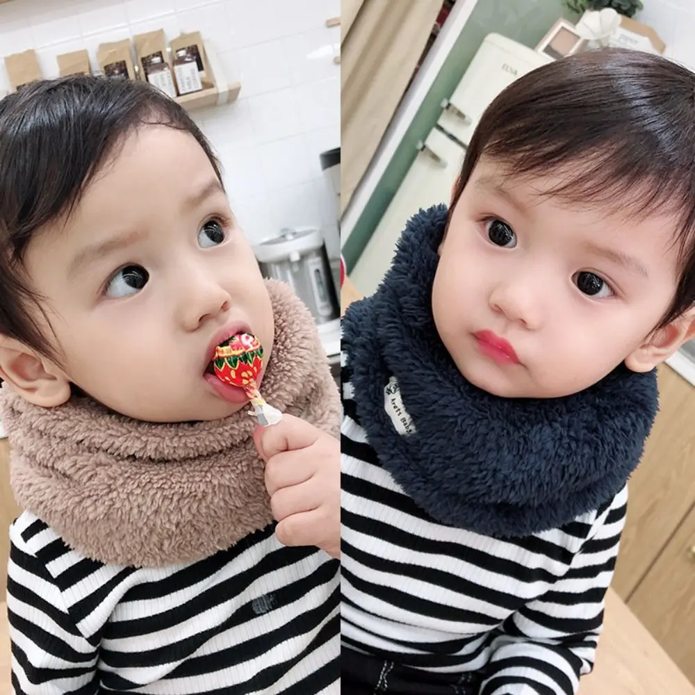 2-16 Years Old Winter Fleece-lined Kids Winter Scarf Warm Thickened Children Neck Warmer Cute Soft Plush Scarves for Baby Boys Girls