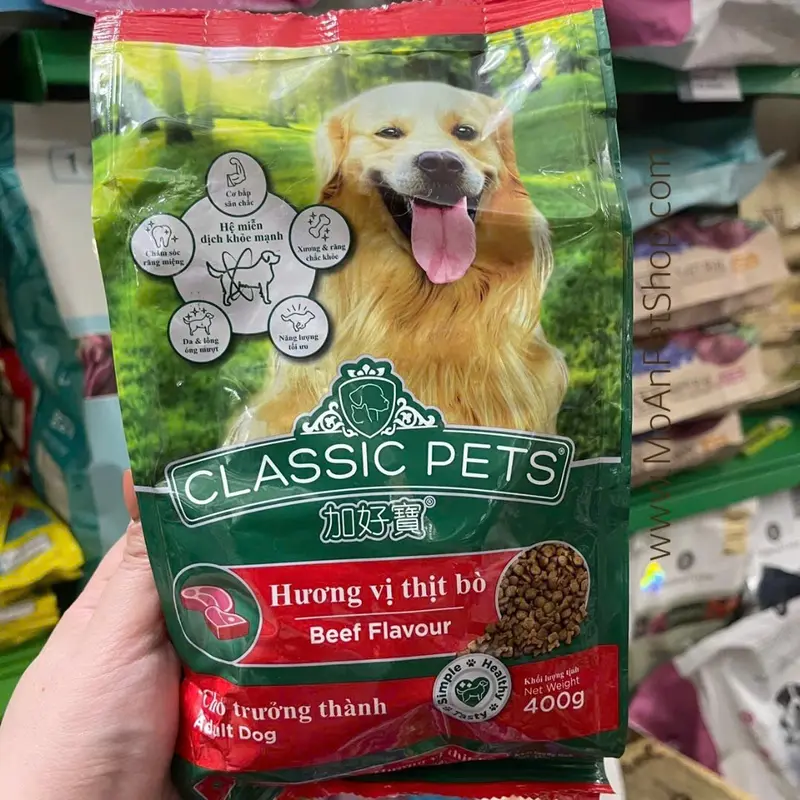 [COMBO 9 GÓI] Thức ăn dạng hạt cứng Classic pets Adult vị thịt bò 400g cho chó trưởng thành 1