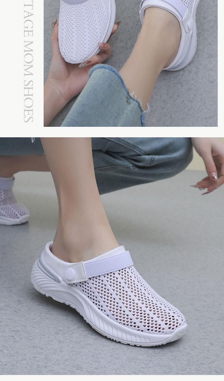 Product Introduction of 2025 Summer Women's Breathable Hollow-out Mesh Shoes Slip-on Lazy Semi Slipper Hole Shoes Fashion Casual Beach Women's Sandals 15