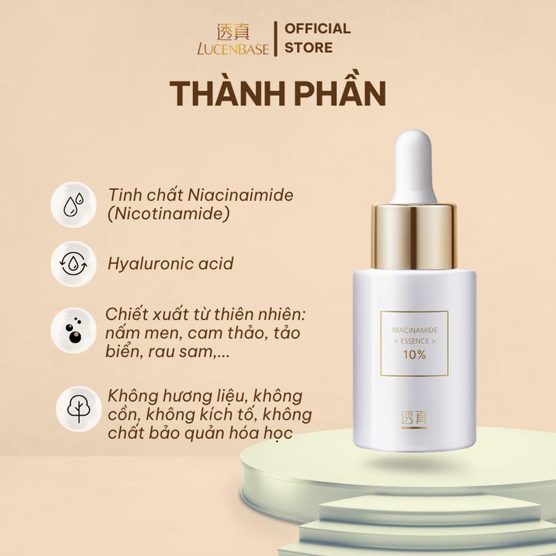 Tinh chất serum 10% niacinamide LUCENBASE hỗ trợ kiềm dầu, giảm thâm, sáng da 30ml