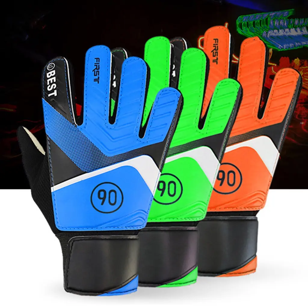 Children Goalkeeper Gloves Faux Leather Full Finger Goalkeeper Gloves Outdoor Soccer Goalie Gloves Sports Safety Family glove  goalkeeper