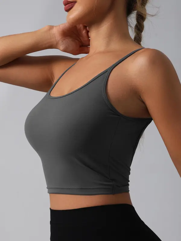 Women's Solid Sports Cami Top, Sports Plain Top, Ladies Sportswear for Indoor Outdoor Wear 6