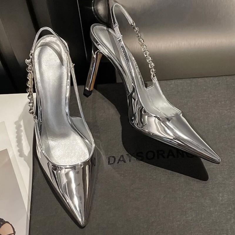 Giày cao gót Hana store mũi nhọn bít mũi quai đính đá gót cao 7p và 9p CHÂN NHỎ LÙI LẠI 1 size Nữ