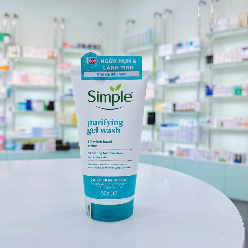 Sữa rửa mặt Simple xanh dương Purifying Gel Wash cho da dầu mụn 150ml 4