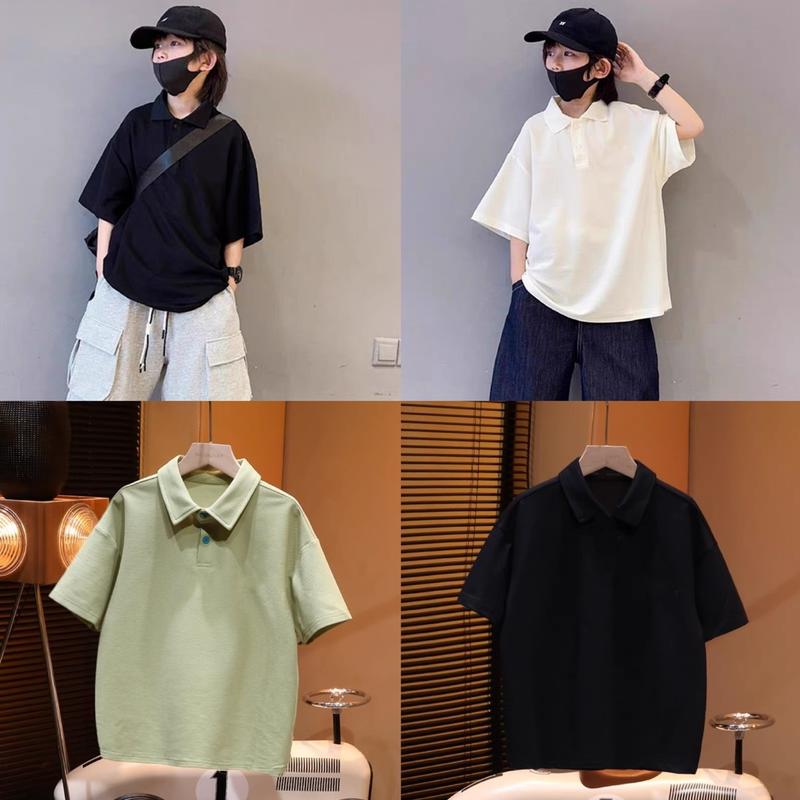 [20-55KG] ÁO POLO TRƠN COTTON CHO BÉ TRAI MẶC ĐI HỌC FORM RỘNG ĐI CHƠI 4 MÀU