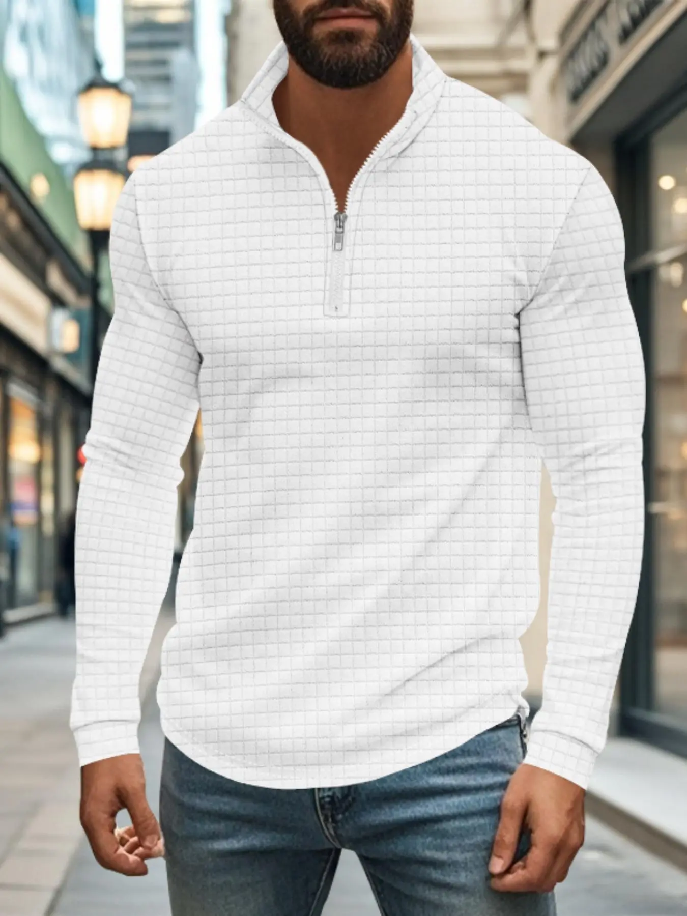 Men's Regular Fit Solid Zip Up Stand Collar Sweatshirt, Casual Long Sleeve Pullover for Spring & Fall, Fashion Men's Top for Daily Wear