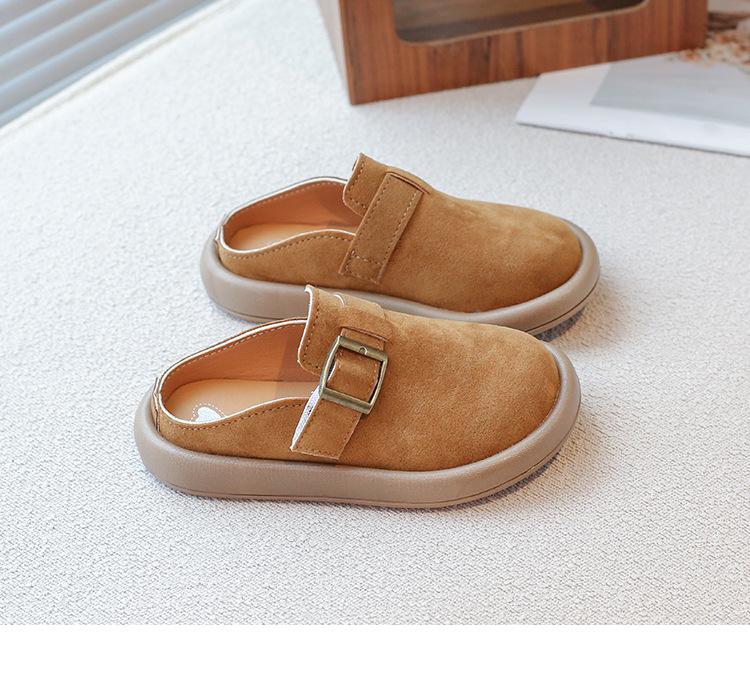 Product Introduction of Children's Closed Toe Boken Half Slippers 2025 Spring New Flat Non-Slip Soft Bottom Girls' Slip-on Outdoor Slippers 11