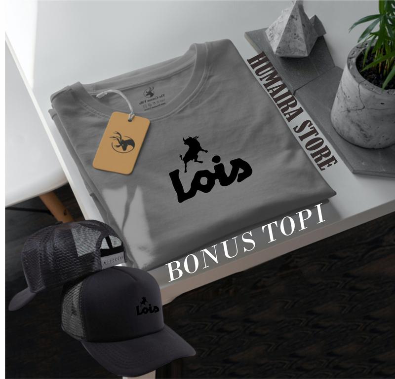 COD!!! Kaos Distro Lengan Pendek Lois Keren Text Hitam Bonus Topi / Kaos Distro Premium Cocok Untuk Pria & Wanita Koas Distro Keren Crew Neck 7