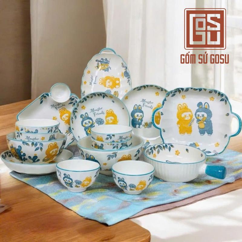 Bán Lẻ Bộ Bát Đĩa Họa Tiết Gấu Labubu Đáng Yêu Tráng Men Cao - TikTok ...