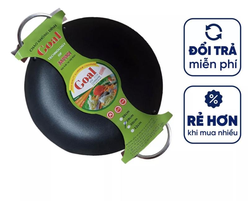 [ Hàng Việt Giá Rẻ]Chảo xào chống dính chảo bánh xèo 2 quai lòng sâu Goal (20- 44 cm) bằng hợp kim nhôm nguyên chất siêu bền, chống trầy xước chịu nhiệt cao