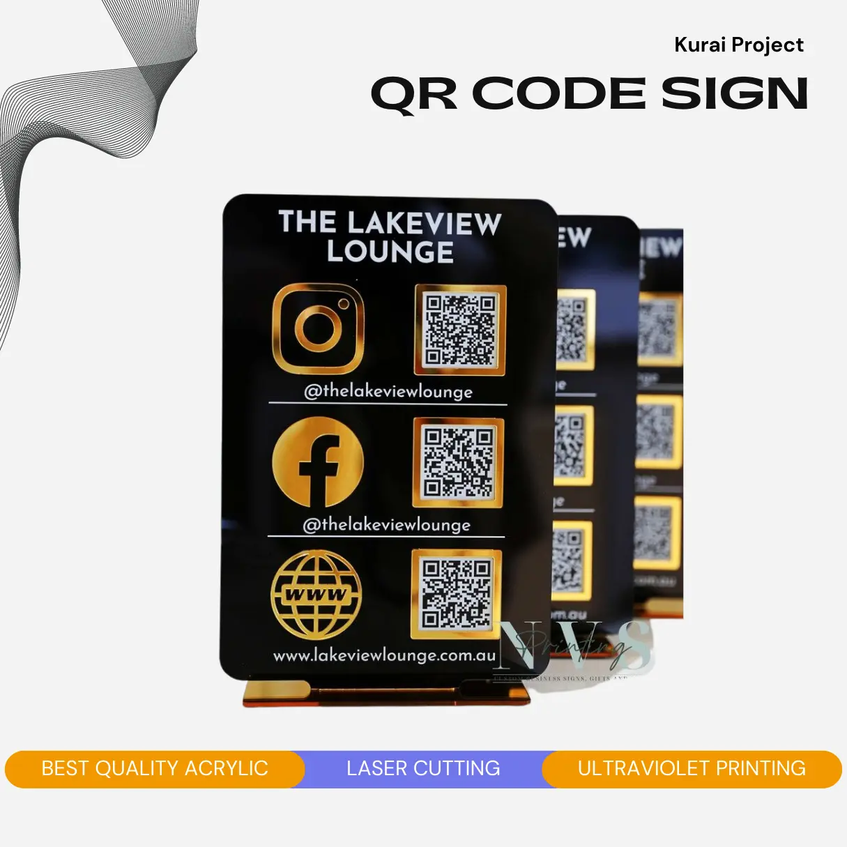 Akrilik QR Code Sign - Social Media Business Sign Acrylic - Plakat Nama Meja Kasir Akrilik Mirror - QR Code Sign Akrilik Plakat Meja Aesthetic