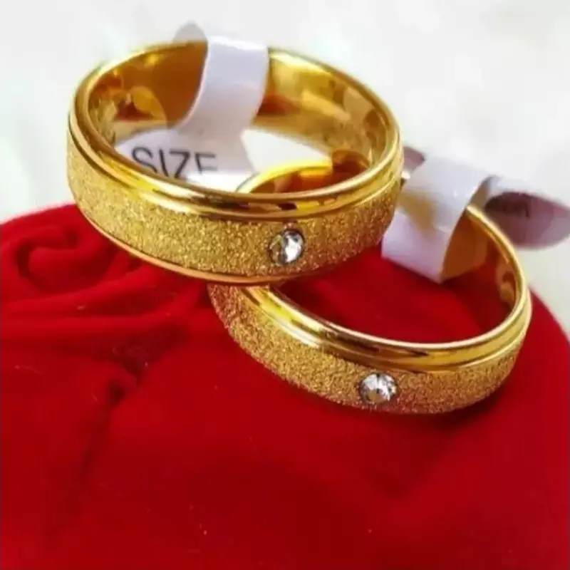 Cincin Titanium Wanita Dan Pria Motif Pasir Mata Satu Gold Untuk Tunangan Dan Kado Ulang Tahun Jewellery Ring cincin ikat pasangan cincin mata 4
