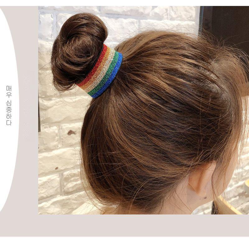 Product Introduction of Korean Style Simple Colorful High Elastic Rubber Band Bracelet Tie up a Bun Hairstyle Leopard Print Hair Rope 8