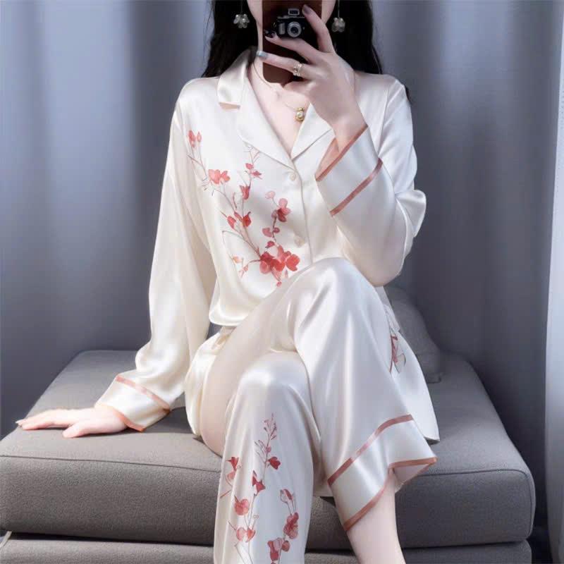 Product Introduction of Đồ Bộ Nữ Pijama Bộ Lụa latin Tay Dài cổ sơ mi T5 6