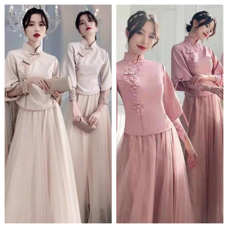 Product Introduction of Daidai (Ready Stock) Bridesmaid Dress Elegant Chinese Cheongsam Wedding Chinese Retro Bridesmaid Dress Long Elegant Graceful Daily Style Dress Female Friends Sisters Group Improved Cheongsam 21