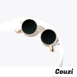 [Couzi]Bros kacamata berlapis emas untuk wanita desain stylish bros serbaguna untuk pria dan wanita B1167