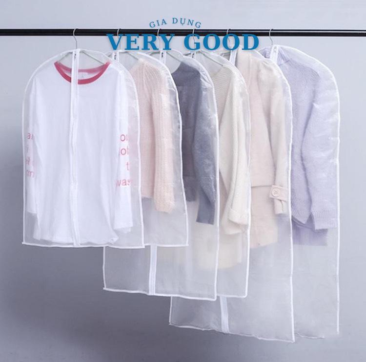 Túi bọc quần áo treo tủ chống bụi chống thấm có khóa kéo HL061 - Túi nilon bọc đựng trong suốt để bảo quản quần áo bao trùm cất treo tủ tiện lợi