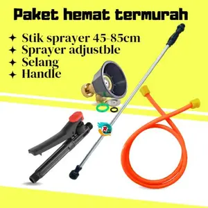 paket lengkap selang handle stik dan nozzle adjustable kuningan sprayer elektrik manual pb tanki semprot