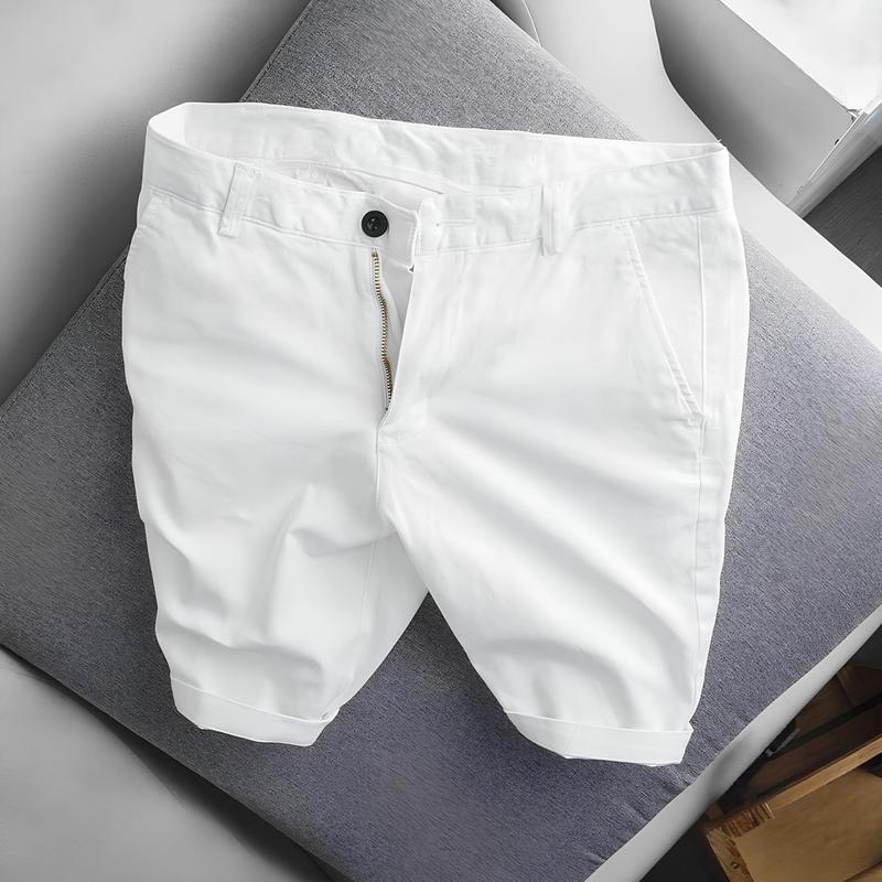 Quần short ngắn jean nam trắng trơn không rách gối chất bò co dãn nhẹ QS211 form skinny Menswear Pants Có Túi